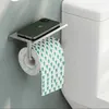 Toiletpapierhouders aluminium legering toiletpapierhouder plank met lade badkamer accessoires keuken muur hangende punch-vrij toiletpapier rolhouder 240410