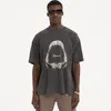 Camisetas masculinas de luxo de luxo streetwear vintage Animal Sharks Graphics Logo Lavagem de grandes dimensões camisa Tops para homens unissex
