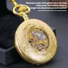 Orologi tascabili Vintage intagliato e scavato tasca meccanica romana con catena di collana ES Regalo per il compleanno Y240410