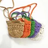 Drawstring Candy Color Knitting Schoudertas Handgemaakte Haak Handtassen Mini Rope Woven Crossbody Tassen voor Dames Designer Hollow Beach