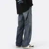 Wide Leg Jeans Mens Löst montering Straight Ben 2024 New American High Street Mens Pants Spring/Summer Work Pants