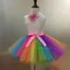 Girls Rainbow Tutu Skirt Infant Toddler Ballet Dance Underskirts with Hairbow Kids Birthday Christmas Party Costume Skirts