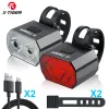 X-Tiger Bicycle Front Rear Light Set USB Charge Bike Headlight Light Waterproof Taillight LEDランタン自転車ランプアクセサリー