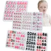 24pcs / boîte Enfants Faux Nail Kid Faux Nail Tips Cœur court rose noir Couverture complète Full Fingernails pour petites filles PRÉSENT
