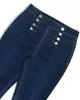 Винтажные узкие двубортные джинсы с высокой талией Женщины Слим подсадные джинсовые брюки Джинсовые брюки.