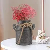 Vazen Rustieke stijl Iron Art Flower Bucket Vintage duurzame metalen vaas met handgreep retro woonkamer