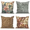 Throw Pillow Cover Home Decor Sofa Decorative Tropical Flower Leopard Print Cushion