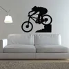 Wall Vinyl Decal de decalque decoração de casa adesivo de arte de mountain bike Extreme Sports Cyclist Bicycle Bike Man Room Removável Mural elegante