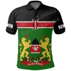 Kenya Flag Country Emblem Polo National Polo Nom Mens Mens Bare et Blanc Panier personnalisé Disc Golf Shirts-1