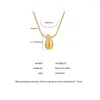 Pendant Necklaces Vintage Gold Plated Chunky Dome Drop Necklace For Women Glossy Stainless Steel Thick Tiny Teardrop Fashion Jewelry Gifts