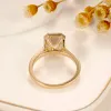 Cxsjeremy Solid 14K AU585 Żółta szmaragd Cut 3ct 7*9 mm moissanite Pierścionek zaręczyn