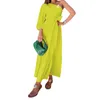 Chic and Unique Women's Fashionable and Elegant Off-shoulder Mid-length Cotton Linen Dress with Tie-detail Perfect for a Sophisticated and Trendy look