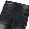 Jeans da uomo uomo vernice nera sparapare streetwear elastico elastico piccoli piedi di denim per maschio