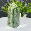 Dekorative Figuren grüne Streifen Achate Obelisk Stabstab natürlicher Kristallturm Heilungspunkt Home Dekoration Energie Mineral Reiki