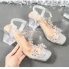 Chaussures habillées sandales féminines 2024 MODE FAIRY SUMME FOLM FLEUR FLORONS MÉDIQUES FRANTSPARET CRISTAL THEEL HEE