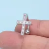 Cross Belly Button Rings Curved Barbell Navel Piercing for Women Zircon Stainless Steel Bar Sexy Belly Ring Body Jewelry 14G