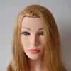 High Grade Mannequin Head 100%Real Natural Human Hair 24" Hairdressing Head Dummy Dolls Blonde Hair Training Head With Shoulder