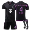 Bayern Jersey 2324 Away Black Childrens 학생 성인 교육 세트 팀 키트 그룹 구매 남성 및 여성 축구 유니폼