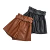 Donne Shorts Shorts Solid Fucice in pelle alta in vita Shirring gamba gamba estate abiti da donna