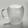 TEAWARE SETS 5 i 1 värmesistande hamrat glas te -set - Krukvatten kanna juice vattenkokare med rostfritt stål lock 4st 400 ml kopp