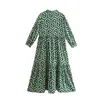 Stampa vintage Maxi Dress Women Summer Casual Collar Button Botton Female Boho Beach Shirt Holiday Abes 240401