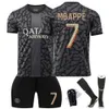 2324 Paris 2 Auswärtsschwarz Nummer 7 Mbappe li Gangren Childrens Adult Football Trikot Set