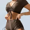 Kvinnors badkläder Bra Shorts Set Novely Soft Summer Swimsuit Två stycken Pure Color Briefs för vattenaktivitet
