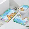 Pasen Bunny Bath Mat Eieren Tulp Meadow Barn Funny Bunny Home Flanel Niet-slip vloer Mat Toiletzitje Badkamer Tapijten en mat set