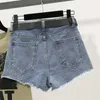 S5XL Denim Shorts Women Streetwear -Loch mit kurzer Femme High Taille Jeans lässig losen Beinbiker C7178 240411