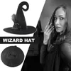 Wizard Hat Adult Rose Black Feather Halloween Women Wizard Hats Halloween Christmas Party Cosplay Bent Pointed Hat Witch Hats