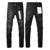 Damesbroek 2024 Urple Brand Jeans mode hoogwaardige straat zwarte verf stip mes gesneden gat reparatie laag opkomende magere denim
