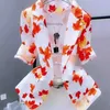 Dames039s pakken blazers bloemenprint zonnebrandcrème slank vest dun voor dames jas elegant driedelige kantoor dame 2021 autum4937521