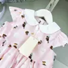 Klassiker flickor festdress barn designer kläder ljusrosa design baby kjol storlek 100-160 cm djurmönster prinsessan klänning 24 april