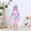 Baby Girl Boy Badkläder med Cap Set Surfing Wear Shark Swimming Spädbarn Småbarn Barn Solskyddsmedel Baddräkt