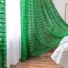 Rideau nordique rideaux en tricot vert pour chambre de salon rideaux floraux roses