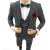 Men's Suits Latest Designs Grey Men Prom Tuxedos Slim Fit 3 Pieces Groom Wedding For Custom Blazer Vest Pants Costume Homme