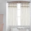 Tapices Cortinas macrame para el panel de la ventana de la puerta del dormitorio con anillo de madera Decoración de la pared de boda - sin barra