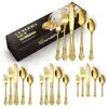 Conjuntos de utensílios de jantar 20pcs kit de talheres de alívio retrô de aço inoxidável para presentes de Natal Drop Drop Home Garden Kitchen Kining Bar Otjgn