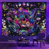 Motyl grzybowy Blacklight Tobestry UV Hippie Starry Night Skull WALL WAKING Black Light Tobestry Glow w ciemnych kocach