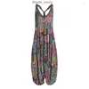 Casual Dresses Vintage Womens Summer Playsuit Romper Jumpsuit Ladies Sleeveless Floral Print Elegant High midje Jumpsuits