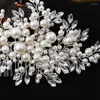 Headpieces Luxurious Pearl Hair Comb Pannband Rhinestone Accessories for Women Wedding Tiara Headpiece