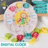 Educational Wooden Puzzles Montessori Animal Clock Geometric Color Digital Shape Matching Interactive Baby Toys for Children