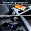 QOOVI 80W Car Charger PD USB Type C Dual Port USB Mobile Phone Fast Charging For iPhone 14 Xiaomi Samsung iPad Laptops Tablets