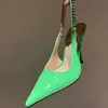 Donne appuntite sexy Designer di tacchi ad alto livello decorazioni in metallo slingback donne scivolano su abiti da festa sandali di moda sandali mujer