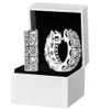 Kadınlar Erkek Çift Band Pave Hoop Küpeler Otantik 925 STERLING Silver Party Circle Stud Cupring1043436