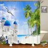 Courteaux de douche Coastal Sunny Beach Scenery Printing salle de bain étanche rideau polyester 3d paysage décoration de maison