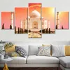 5 pièces Orange Indian Taj Mahal Sunset Painting Modular Murd Art Toivas Ensemble de toiles modernes pour décoration de salon