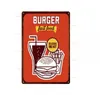 Hamburger Metal Painting Metal Vintage Fast Food Sign Signor décor mural plaque d'étain pour Kitchen Cafe Diner Bar Burger Metal Signes