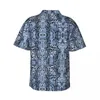 Chemises décontractées pour hommes Bleu Denim Snakeskin Hawaiian Shirt Men Vintage Imprimé à manches courtes CONCEPTION STREET STREET