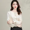 Blouses pour femmes 2024 femmes Jacquard Silk Tops beige Loy-Key Floral Pattern chinois Qipao Style Clothes Office Lady Elegant tenue